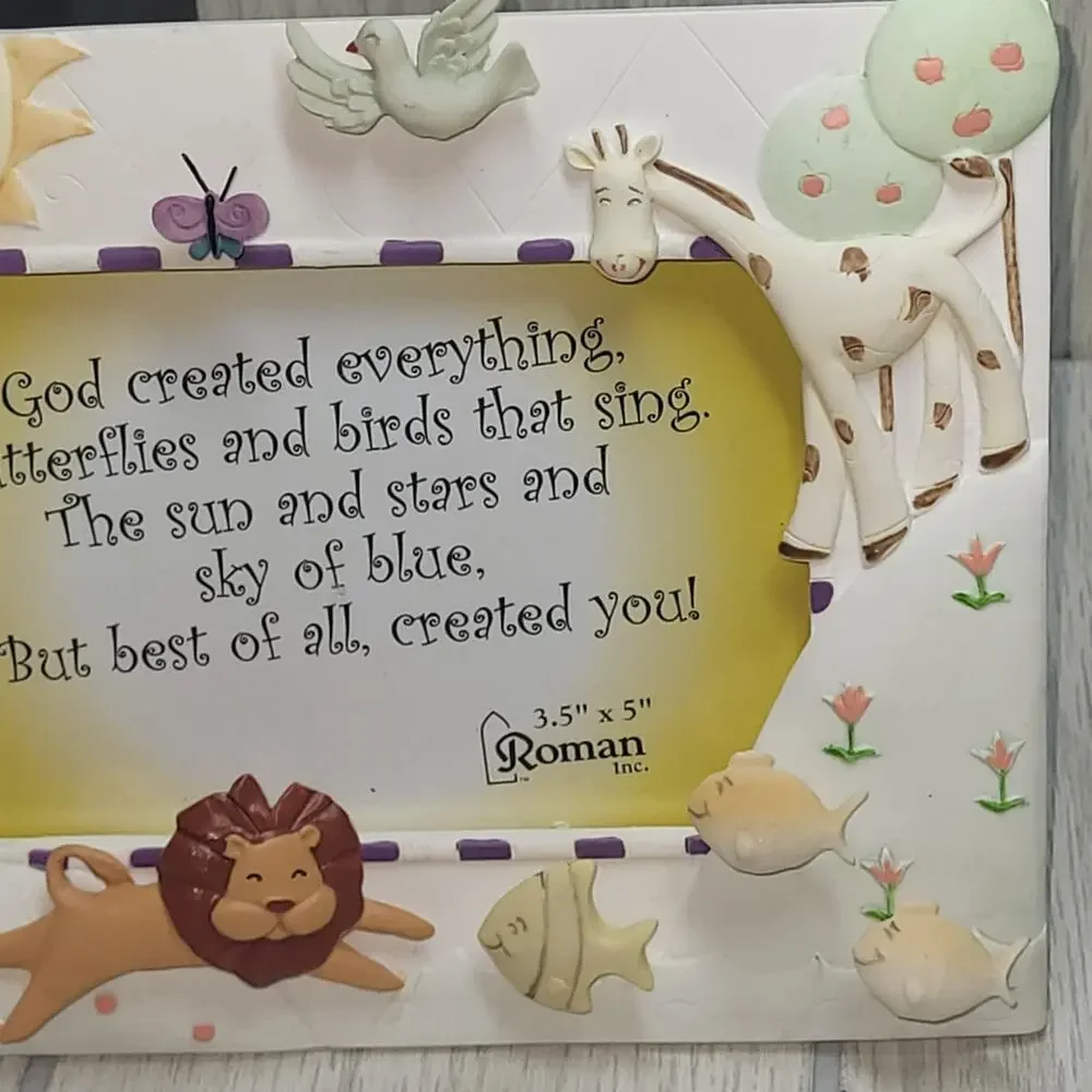 Vtg 2003 Roman God Created Everything Photo Frame Kids 3.5